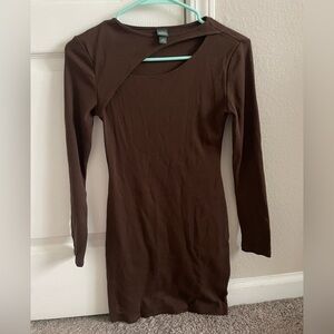 Brown long sleeve mini dress